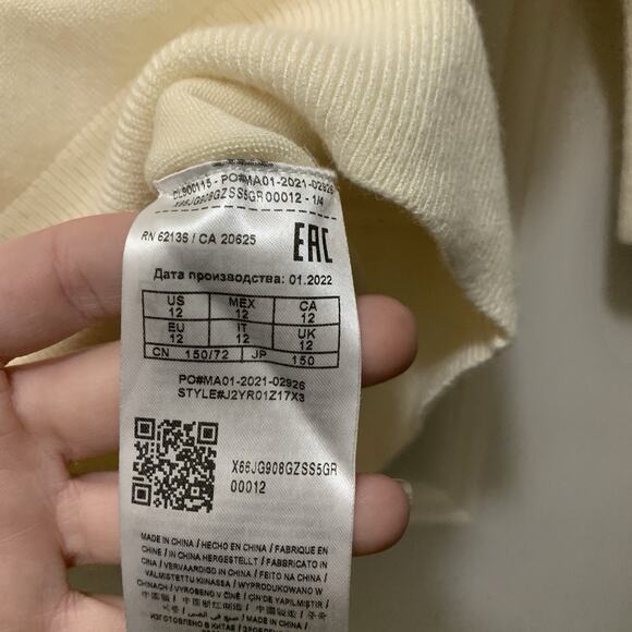 Guess Girls Cream Logo Knit Turtleneck Long Tunic Sweater Size 12 Soft Rayon - Picture 12 of 13